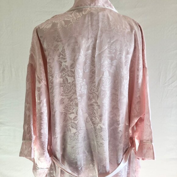Vintage VS Pink Satin Jacquard Robe OS - Picture 9 of 10